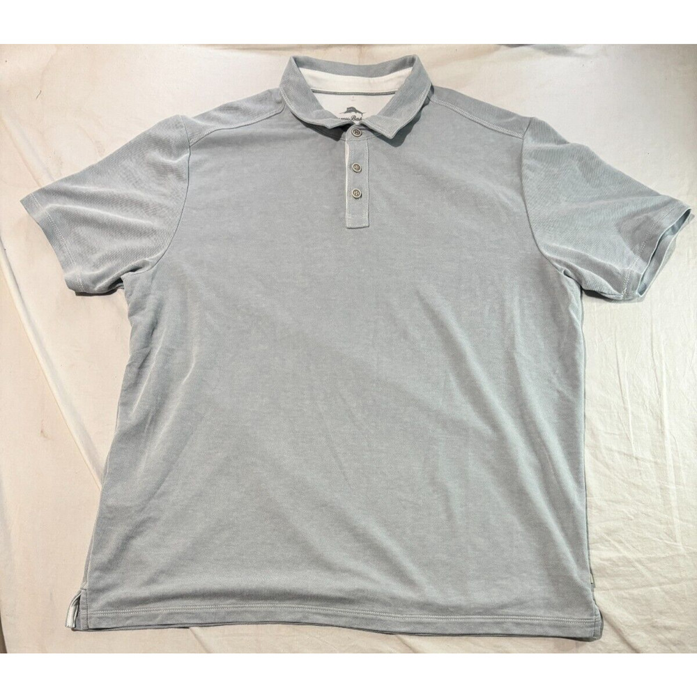Tommy Bahama Polo Shirt Light Gray Men's Size XL Short Sleeve